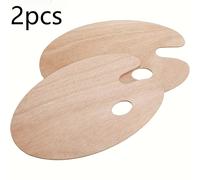 TEMU 2 piezas de paleta de de madera para pintura, paleta de madera mezclable para acrílico, aceite, acuarela y técnicas , suministros DIY, color beige, paleta de