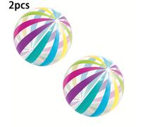 TEMU 2 piezas de pelotas de playa de rayas coloridas - Pelotas de piscina inflables de PVC, de varios colores, para nadar y al , fiestas de playa y actividades familiares, accesorios de playa.
