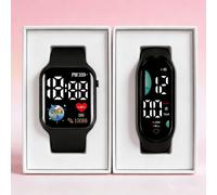 TEMU 2 Piezas de Reloj Deportivo para Hombre con Pantalla LED y Correa de PVC, Pilas de Botón, No Recargable, Ideal para Uso Diario, Vacaciones y Temporada Escolar, Versátil para Uso Cotidiano