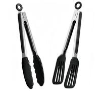 TEMU 2 Piezas de Tenazas Premium para Servir en Acero Inoxidable y Silicona | Esenciales Versátiless Cocina BBQ, Parrilla Fruta Pan Carne Ensalada Postre Antideslizantes Duraderos Fáciles Agarrar