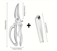 TEMU 2 Piezas de Tijeras de Cocina de Resistencia, Tijeras de Acero Inoxidable para Aves, Herramienta Multiusos para Cocina, Tijeras Afiladas para Cocina