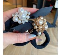 TEMU 2 piezas de un juego de dos diademas de pelo de perlas de estilo coreano de elasticidad - Elegantes negras y doradas, versátiles para fiestas, reuniones y uso diario, cantidad !