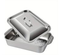 TEMU 2 piezas de Utensilios para Hornear de Acero Inoxidable de Resistencia con - Bandeja Rectangular para Horno, para Postres, Pan y - para , Buffet y Festivales