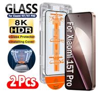 TEMU 2 piezas de vidrio sin polvo 8K para Xiaomi Mi 15T/15T Pro/14T/14T Pro/14/13/13T/13T Pro/12T Pro, protector de pantalla con recubrimiento oleofóbico HD, fácil instalación, vidrio protector