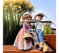 TEMU 2 piezas, decoración de jardín, adorno para patio, serie pareja verde del jardín, regalo de boda, figura de muñeca, artesanía en resina