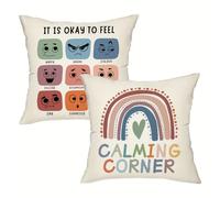 TEMU 2 piezas, Fundas de Cojín Bohemias para , 18in*18in Juego de 2, Fundas Decorativas Educativas de Psicología Emocional para Relajación en Oficina, y Consejería, Sin Relleno de Almohada