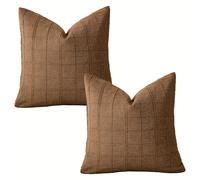 TEMU 2 Piezas Fundas de Cojín Decorativas de Lino Vintage Estilo Granja Neutral a Cuadros