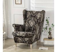 TEMU 2 piezas Fundas para Silla Wingback 2 fundas elásticas de sillas con ala Cubiertas extensibles Spandex Protector antideslizante muebles Sofá wingchair Cojines protectores no deslizable