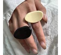 TEMU 2 piezas/juego de anillos geométricos vintage de resina, negro y beige, juego de anillos masivos, regalo para , otoño/invierno