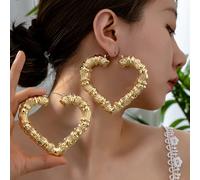 TEMU 2 piezas/juego de aretes para mujer con forma de huecos estilo bambú de hierro, de gran venta