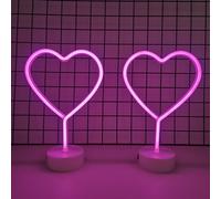 TEMU 2 piezas, letrero de neón de , luz decorativa LED rosa con batería o USB, regalo para de la o San Valentín, decoración para dormitorio, boda, , habitación (batería no incluida)