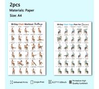 TEMU 2 piezas Plan de entrenamiento de yoga en silla de 30 días, para mayores | Yoga para mayores y principiantes | Tabla de ejercicios de impacto | Entrenamiento en silla, material de papel