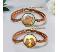 TEMU 2 Piezas Pulsera Capibara Adorable, Pulseras de Cabujón de Vidrio Hechas a , Joyería para Hombres