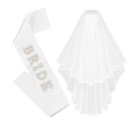 TEMU 2 piezas/set Banda de Novia con para Boda 2 piezas Banda de Satén para Despedida de Soltera Decoraciones para de Boda con Peine y Piedras Sintéticas Regalos