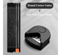 TEMU 2 piezas/SET Cortador de papel A4 portátil + Set de redondeador de esquinas R4, pequeño recortador de papel, cortador de film para fotos y redondeador de esquinas de cartulina