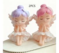 TEMU 2 piezas/set Estatua de Ángel Rosa - Un encantador artesanato plástico con falda fruncida, ideal para decoración del hogar, mesa y coche. Regalo para San Valentín, Día de la o . Diseño único con