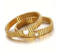 TEMU 2 piezas/set Pulsera de Acero Inoxidable Estilo Dijes de Estrella y , Clásica y Elegante