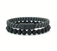 TEMU 2 piezas/set Pulsera de Cuero PU con cuentas 8mm para Hombres, Par Banda Brazo Joyería