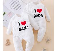 TEMU 2 piezas TEEUIEAR & Unisex de Invierno - 100% Algodón Primer Traje con "Amo a Papá y a ", Adecuado para &, Lavable a Máquina Ajuste Holgado para Cambios de Pañal Fáciles y Frío, para Exteriores