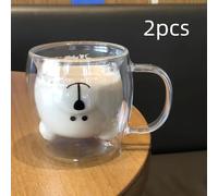 TEMU 2 piezas, vaso de vidrio de capa de borosilicato con diseño de animales, taza para leche, o café
