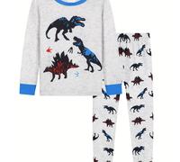 TEMU 2 Pijamas de Dinosaurio para Niños - Conjunto de Pijama de 2 Piezas con Estampados de Dinosaurios, y para Cuentos y Noches, Pijamas Lavables a Máquina para Niños (Todo el Año)