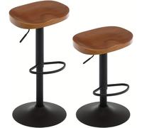 TEMU 2 taburetes individuales, taburete giratorio ajustable con reposapiés de asiento de silla de , madera y metal, taburete de cocina, taburete de vestidor, taburete de trabajo