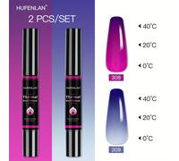 TEMU 2 unidades de esmalte de uñas en gel termocromático estilo bolígrafo Hufenlan - 3 temperaturas - Multicolor (/Frío) - Vernis semipermanente, con LED para manicura de uñas , uso en salón y hogar