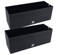 TEMU 2 unidades de jardinera rectangular 17 litros con autorriego color antracita 52 x 20 x 19 cm