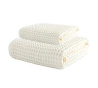 TEMU 2 unidades de juego de toallas de baño modernas Waffle, tejido de secado rápido, 300 GSM, de cuadros, tema de película, forma oblonga, toalla grande de 70x140cm y toalla de 34x72cm