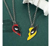 TEMU 2 unidades de Marvel Deadpool y Wolverine Love Heart Pendant Collares, Aleación de , Estilo de , los estilos, Diario y ocasiones de regalo, Joyería en películas y americanas para mejores
