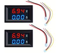 TEMU 2 Unidades De Voltímetro Amperímetro Digital De 0,28", 100V 10A Medidor De Corriente De Voltaje Con Pantalla LED Dual Y Cables De Conexión