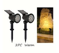 TEMU 2 X Focos de Jardín con 9 LED, Luz Blanca, Semi-empotrado con Púa de ABS, Portátil, Control por , Batería de Litio, Carga Solar