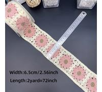 TEMU 2 Yardas/72 Pulgadas, Enchufable y Encaje de Flores Coloridas Estilo Crochet, Encaje Bordado con Tipo Crochet para Moda Étnica y Detalles, Ideal para Ropa, Zapatos, Sombreros, Bolsos, Materiales
