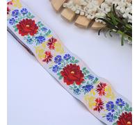 TEMU 2 Yardas Cinta de Encaje de Jacquard de Flores Bordadas Cinta de Adorno Tejida a Mano para Manualidades, Costura, Envoltura de Regalos, Scrapbooking, Diademas, DIY