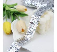 TEMU 2 Yardas de cinta de encaje de lentejuelas elástica, cinta de lentejuelas y elástica, cinta de lentejuelas para coser, adornar vestidos de baile y diademas