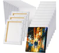 TEMU 20/10 Piezas Lienzos Estirados para Pintar Triple Imprimación Lienzos Blancos Lienzos para Pintar Pintura al Óleo Acrílicos Vertido
