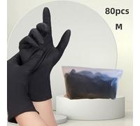 TEMU 20/40/80/120/160/200 guantes negros desechables de nitrilo compuesto | Sin látex, para limpieza de , tallas S/M/L/XL, embalados para protección el transporte