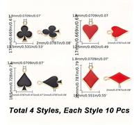 TEMU 20/40 piezas de 4 Estilos Dijes de Cartas de Juego al Por Mayor, Encanto de Póker de Aleación con Esmalte de y , Rojos Negros para Hacer Joyería Artesanal