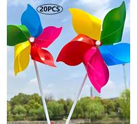 TEMU 20/40 piezas de estacas de jardín de molinillos coloridos - plástico resistente con de madera, adecuadas para fiestas al , de jardín y decoración de granja