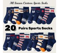 TEMU 20 Calcetines Niños Niñas Azul Calcetines Otoño Calcetines Deportivos de Calcetines Medios