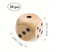 TEMU 20 Dados de Madera, 16mm, con Números de y Forma Cúbica, Ideales para Enseñanza de Matemáticas, Juegos de Mesa y Accesorios para Fiestas