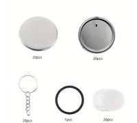 TEMU 20 juegos de 81 piezas para fabricación de llaveros, kit de 58 mm/2.25 pulgadas para máquina de botones con cubierta trasera de concha, película transparente y cabeza de cadena