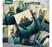 TEMU 20 Paquetes de Postales Vintage Marina - y Animales del , Tarjetas de Papel Ideales para Scrapbooking, Manualidades, Diarios , Oficina, Decoración - Coleccionables de Biología Marina