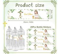 TEMU 20 pegatinas de etiquetas para botellas de agua estilo floral " te ", adecuadas para fiestas religiosas, Primera Comunión, fiestas de , , 2 estilos