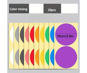 TEMU 20 piezas, 10 colores, 10cm/3.9in, papel de etiquetas adhesivas circulares grandes y que se pueden escribir para el agrupamiento de actividades, clasificación y DIY