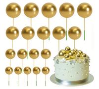 TEMU 20 Piezas de Bolas Doradas para Tortas, Mini Globos, Decoraciones de Espuma Plateada, para Tortas, Decoración para Fiestas de