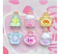 TEMU 20 Piezas de Botellas de Miniaturas de Resina Transparente, Cuentas Decorativas para Accesorios de Cabello DIY, Horquillas, Fundas de Teléfono, Llaveros y Accesorios