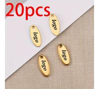 TEMU 20 piezas de colgantes ovalados de acero inoxidable , grabados personalizados a medida, adiciones de joyería DIY para pulseras y collares navideños, se pueden imprimir logos exclusivos