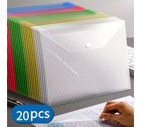 TEMU 20 Piezas de Fundas A4 Duraderas con Cierre Seguro - Colores Surtidos, Bolsas Organizadoras para Archivos y Papeles, Imprescindibles para Escolar