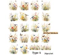 TEMU 20 Piezas de Pegatinas Hechas a de la Serie Vintage de , Mariposas y Aves, Diseño 2D, 2D